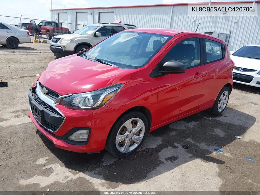 2020 Chevrolet Spark Fwd Ls Automatic VIN: KL8CB6SA6LC420700 Lot: 45631731