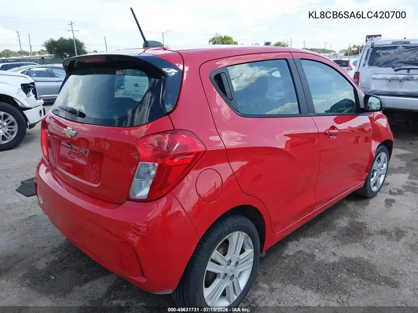 2020 Chevrolet Spark Fwd Ls Automatic VIN: KL8CB6SA6LC420700 Lot: 45631731