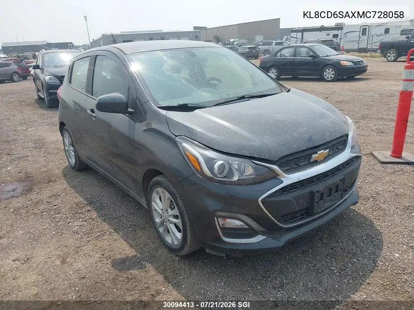 2021 Chevrolet Spark 1Lt VIN: KL8CD6SAXMC728058 Lot: 30094413
