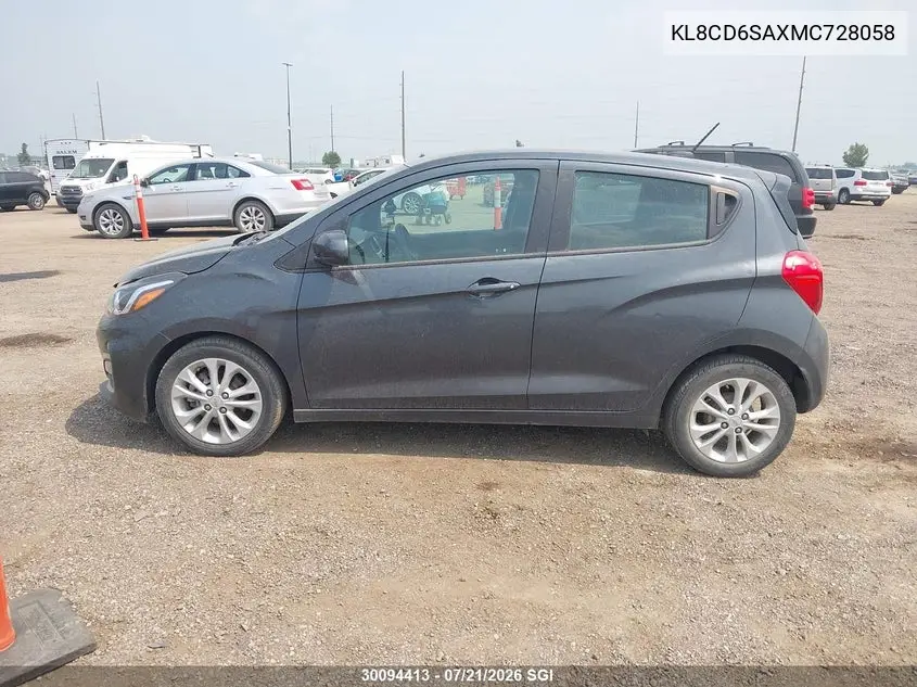 2021 Chevrolet Spark 1Lt VIN: KL8CD6SAXMC728058 Lot: 30094413