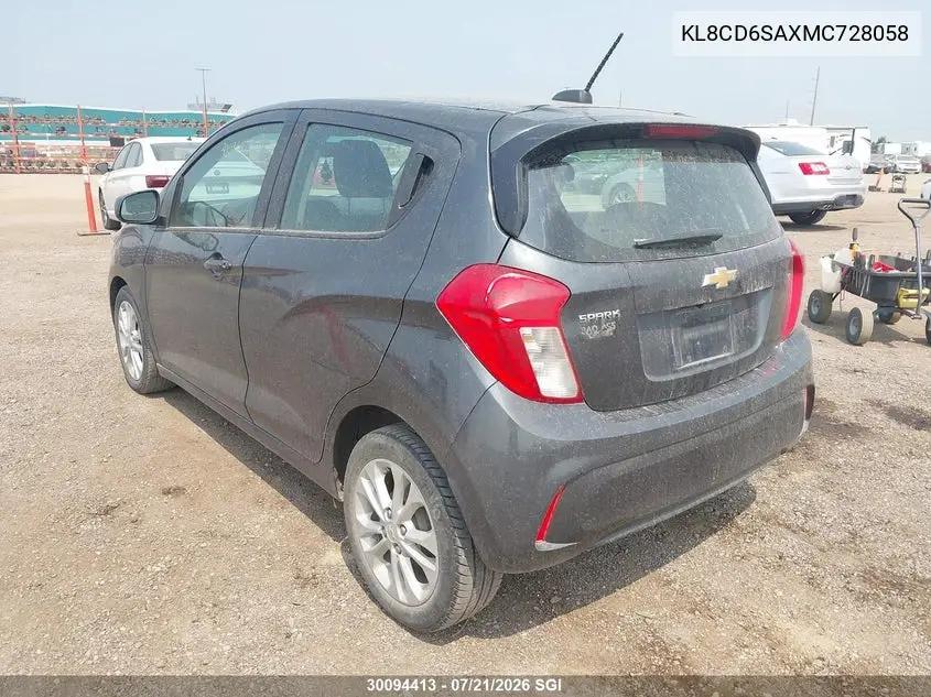 2021 Chevrolet Spark 1Lt VIN: KL8CD6SAXMC728058 Lot: 30094413