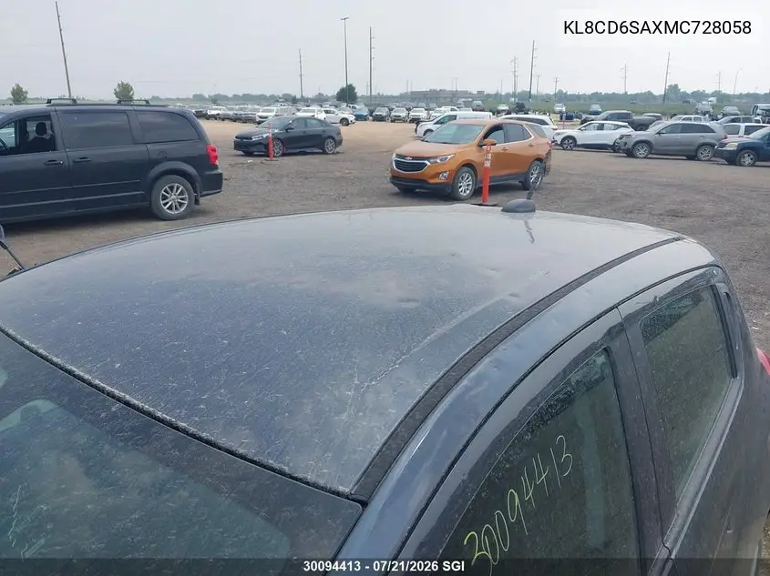 2021 Chevrolet Spark 1Lt VIN: KL8CD6SAXMC728058 Lot: 30094413