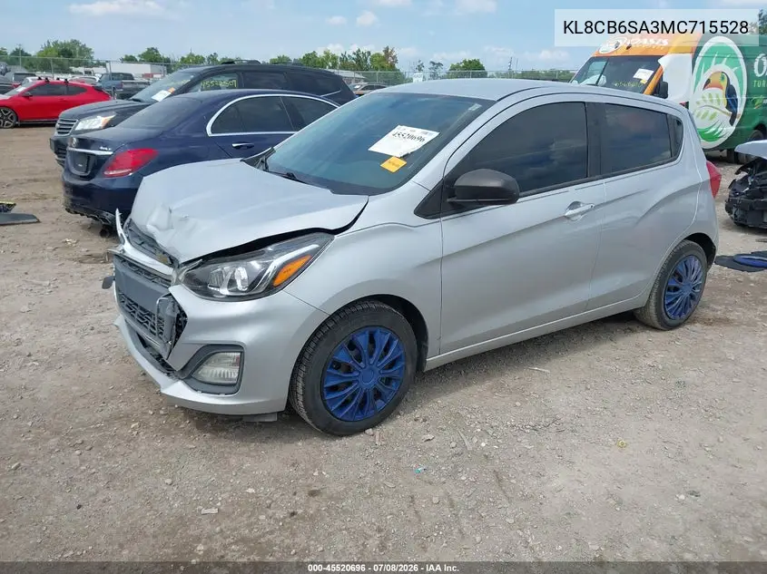2021 Chevrolet Spark Fwd Ls Automatic VIN: KL8CB6SA3MC715528 Lot: 45520696
