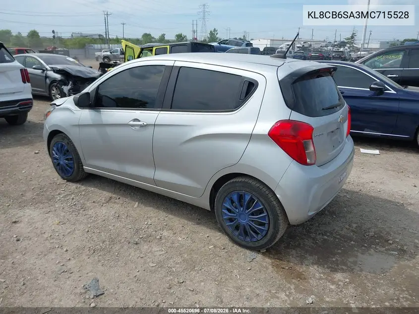 2021 Chevrolet Spark Fwd Ls Automatic VIN: KL8CB6SA3MC715528 Lot: 45520696