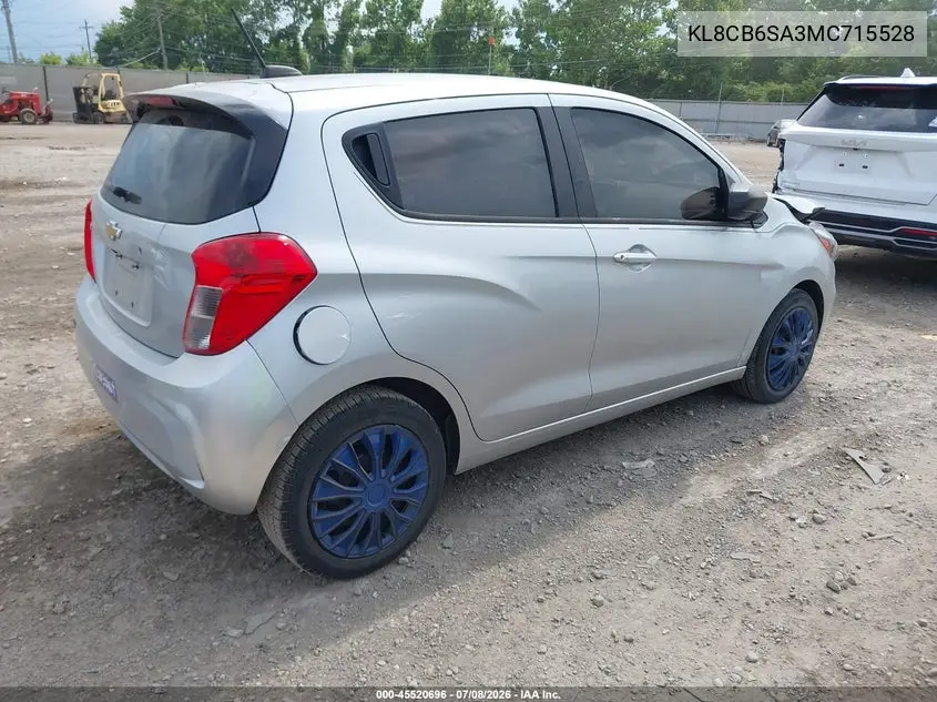 2021 Chevrolet Spark Fwd Ls Automatic VIN: KL8CB6SA3MC715528 Lot: 45520696
