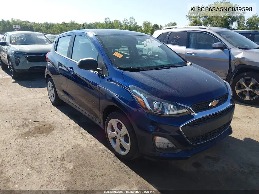 2022 Chevrolet Spark Fwd Ls Automatic VIN: KL8CB6SA5NC039598 Lot: 45267693