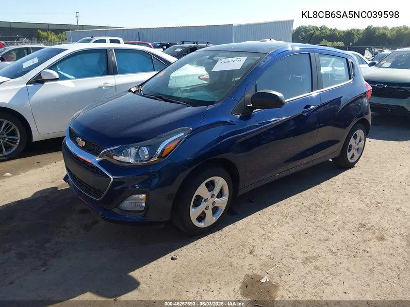 2022 Chevrolet Spark Fwd Ls Automatic VIN: KL8CB6SA5NC039598 Lot: 45267693