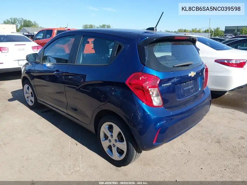 2022 Chevrolet Spark Fwd Ls Automatic VIN: KL8CB6SA5NC039598 Lot: 45267693
