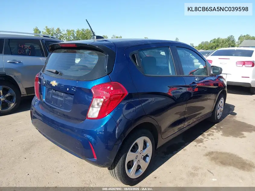2022 Chevrolet Spark Fwd Ls Automatic VIN: KL8CB6SA5NC039598 Lot: 45267693