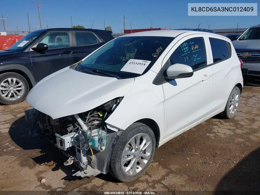 2022 Chevrolet Spark Fwd 1Lt Automatic VIN: KL8CD6SA3NC012409 Lot: 45534918