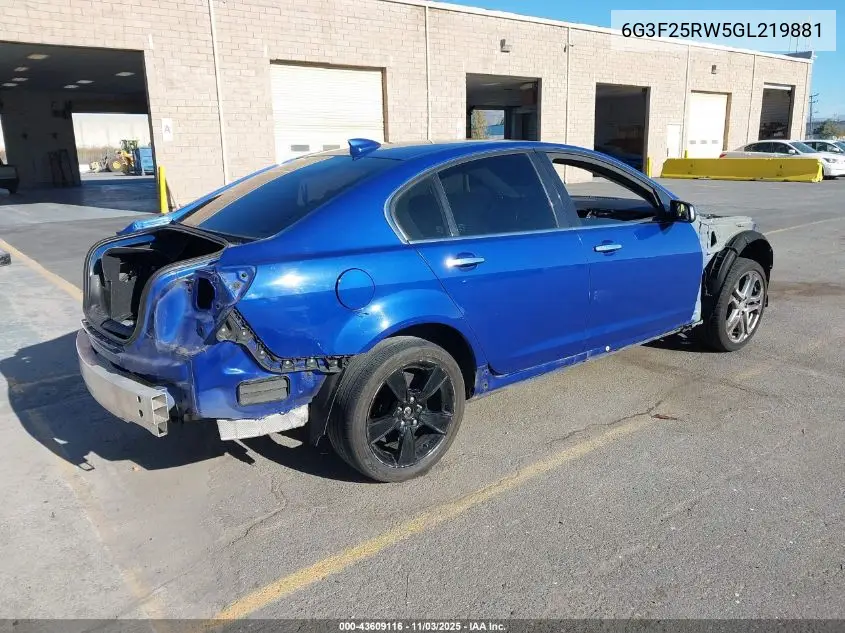 2016 Chevrolet Ss VIN: 6G3F25RW5GL219881 Lot: 43609116