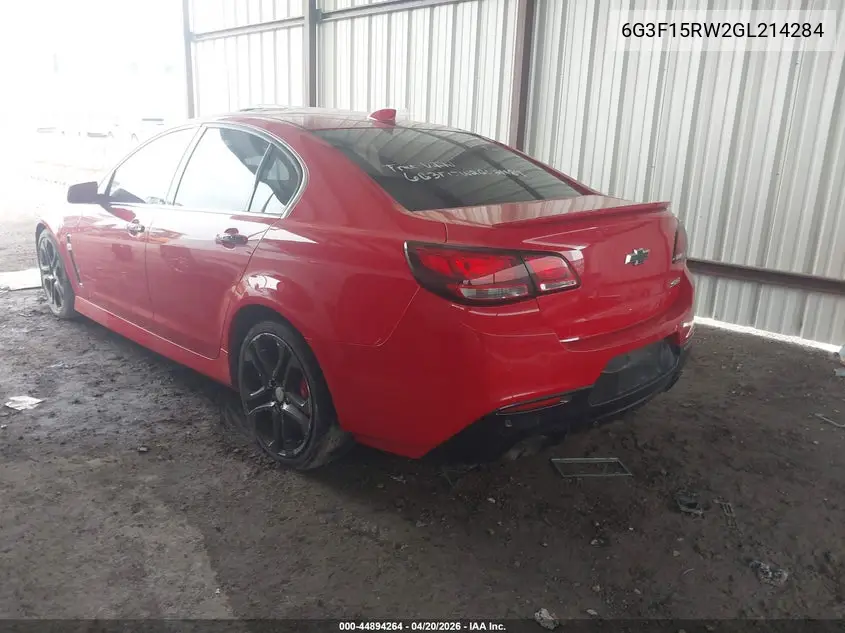 2016 Chevrolet Ss VIN: 6G3F15RW2GL214284 Lot: 44894264