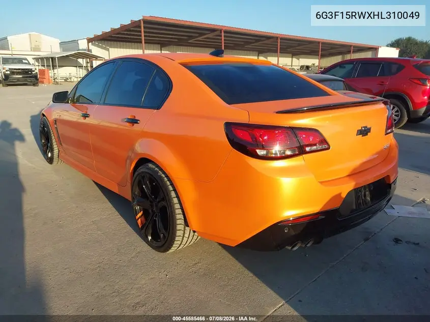 2017 Chevrolet Ss VIN: 6G3F15RWXHL310049 Lot: 45585466