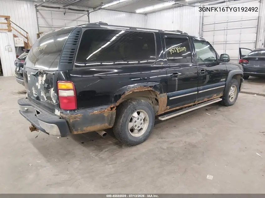 2000 Chevrolet Suburban 1500 Lt VIN: 3GNFK16T3YG192492 Lot: 45585509