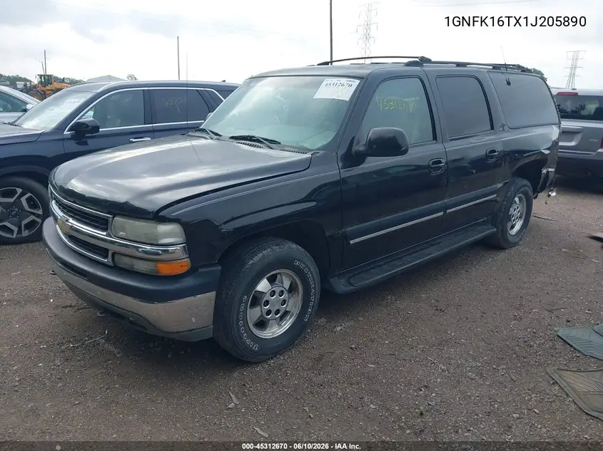 2001 Chevrolet Suburban K1500 VIN: 1GNFK16TX1J205890 Lot: 45312670