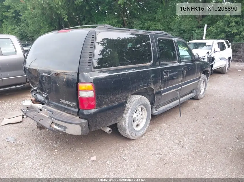 2001 Chevrolet Suburban K1500 VIN: 1GNFK16TX1J205890 Lot: 45312670
