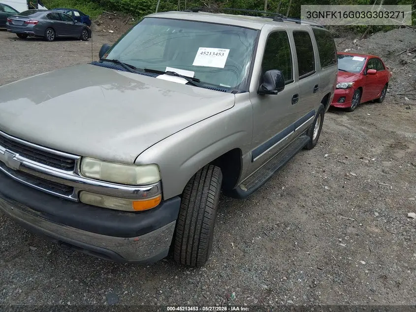 2003 Chevrolet Suburban K1500 VIN: 3GNFK16Z03G303271 Lot: 45213453