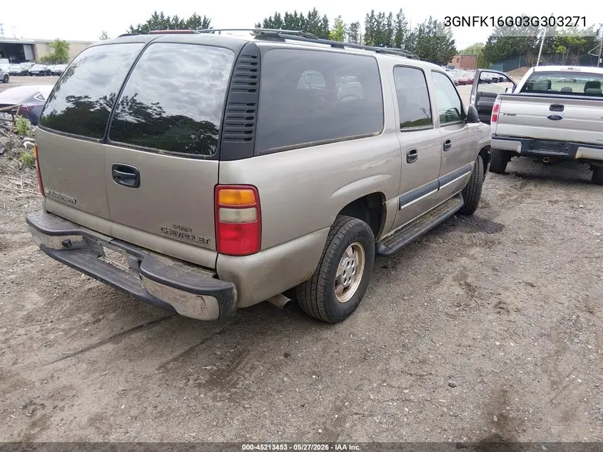2003 Chevrolet Suburban K1500 VIN: 3GNFK16Z03G303271 Lot: 45213453