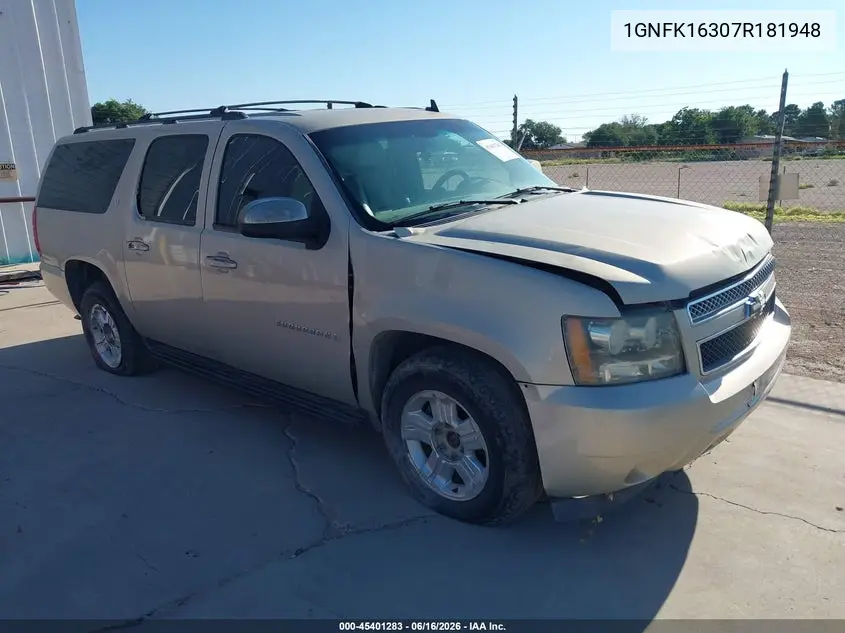 2007 Chevrolet Suburban Lt VIN: 1GNFK16307R181948 Lot: 45401283