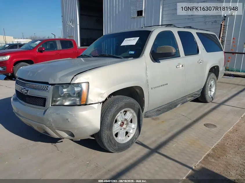 2007 Chevrolet Suburban Lt VIN: 1GNFK16307R181948 Lot: 45401283