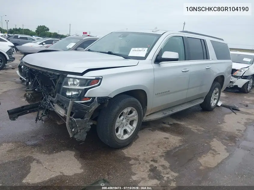 2016 Chevrolet Suburban Lt VIN: 1GNSCHKC8GR104190 Lot: 45610473