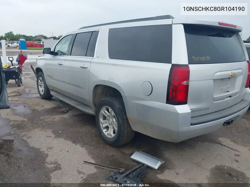 2016 Chevrolet Suburban Lt VIN: 1GNSCHKC8GR104190 Lot: 45610473