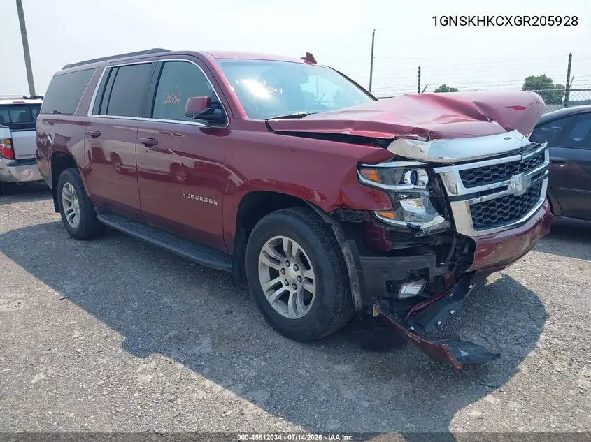 2016 Chevrolet Suburban Lt VIN: 1GNSKHKCXGR205928 Lot: 45612034