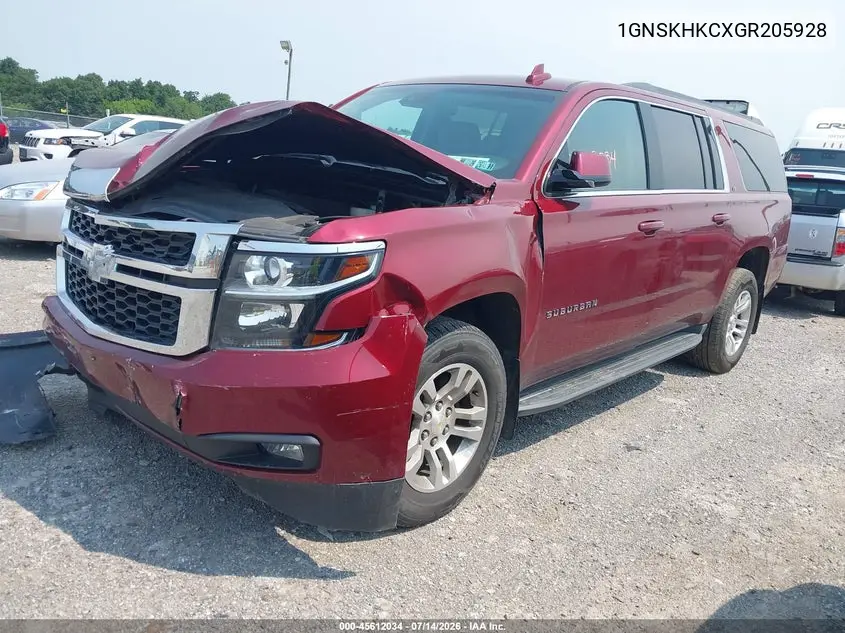 2016 Chevrolet Suburban Lt VIN: 1GNSKHKCXGR205928 Lot: 45612034