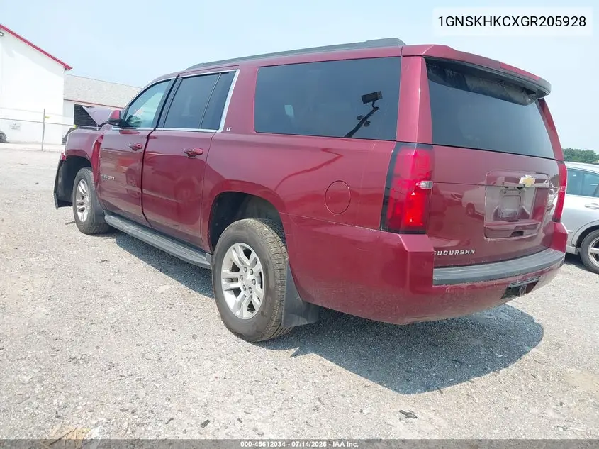 2016 Chevrolet Suburban Lt VIN: 1GNSKHKCXGR205928 Lot: 45612034