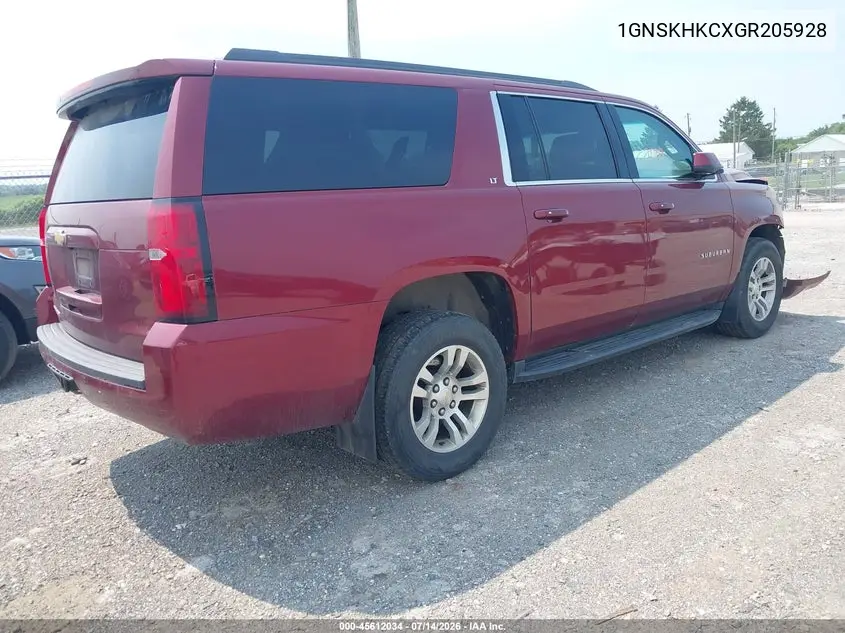 2016 Chevrolet Suburban Lt VIN: 1GNSKHKCXGR205928 Lot: 45612034