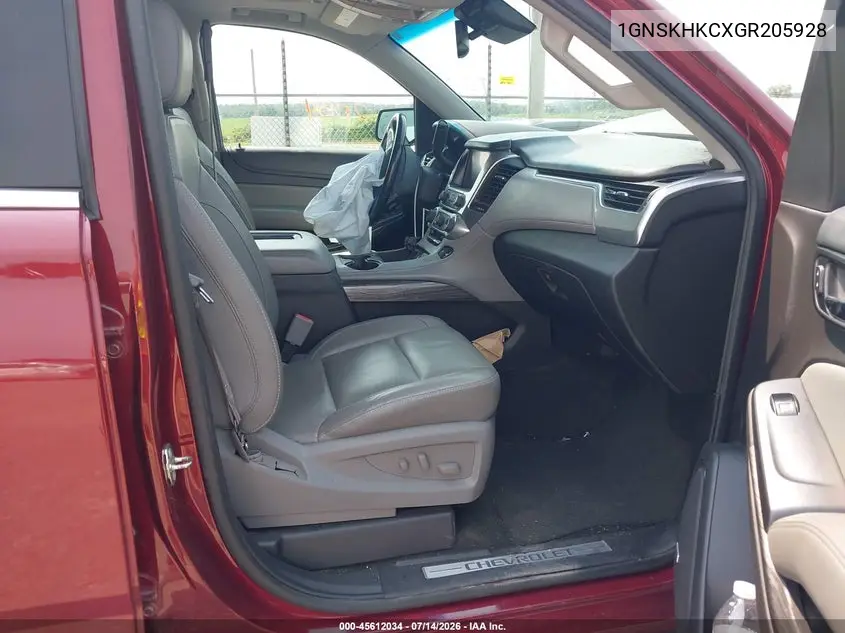 2016 Chevrolet Suburban Lt VIN: 1GNSKHKCXGR205928 Lot: 45612034