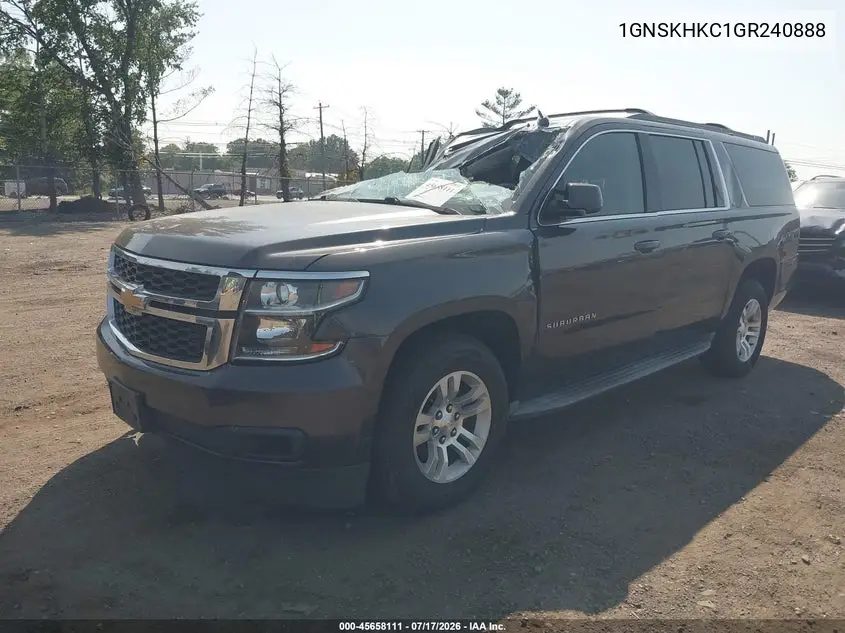 2016 Chevrolet Suburban Lt VIN: 1GNSKHKC1GR240888 Lot: 45658111