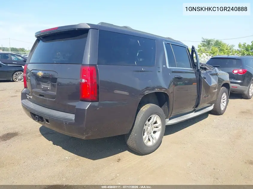 2016 Chevrolet Suburban Lt VIN: 1GNSKHKC1GR240888 Lot: 45658111