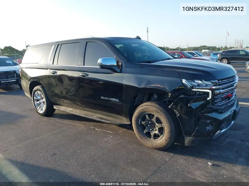 2021 Chevrolet Suburban 4Wd Premier VIN: 1GNSKFKD3MR327412 Lot: 45591116