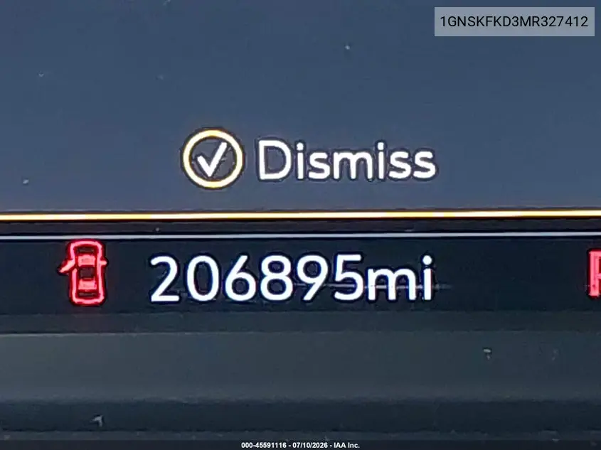 2021 Chevrolet Suburban 4Wd Premier VIN: 1GNSKFKD3MR327412 Lot: 45591116