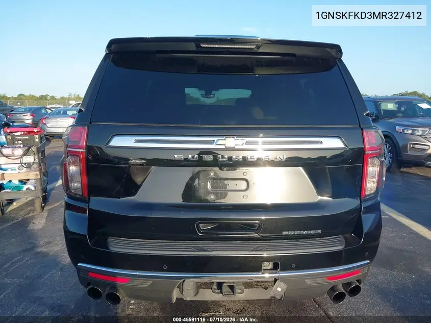 2021 Chevrolet Suburban 4Wd Premier VIN: 1GNSKFKD3MR327412 Lot: 45591116