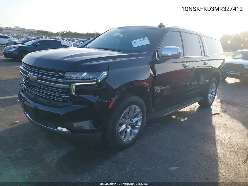 2021 Chevrolet Suburban 4Wd Premier VIN: 1GNSKFKD3MR327412 Lot: 45591116