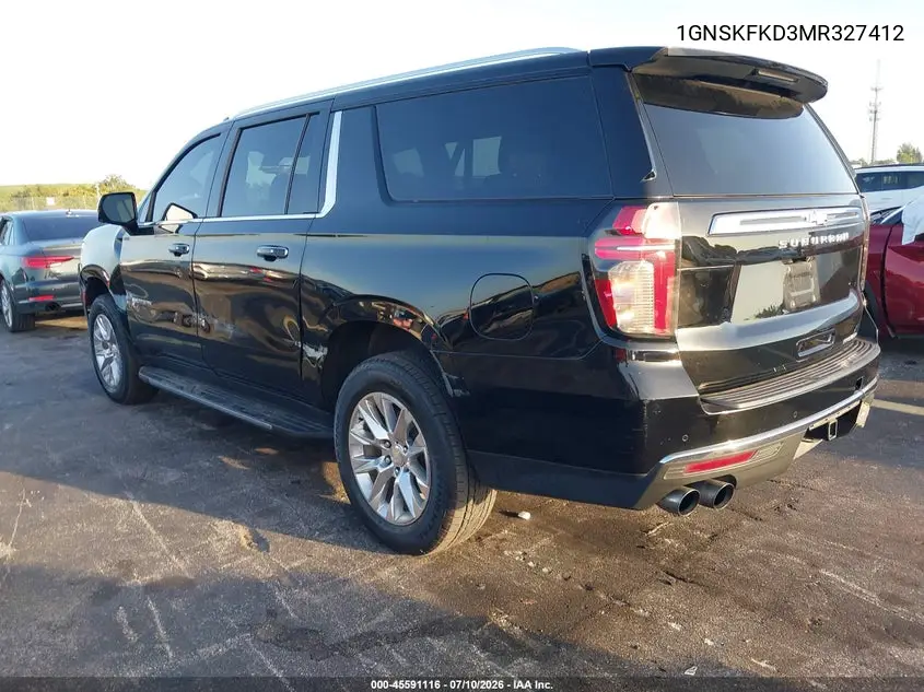 2021 Chevrolet Suburban 4Wd Premier VIN: 1GNSKFKD3MR327412 Lot: 45591116