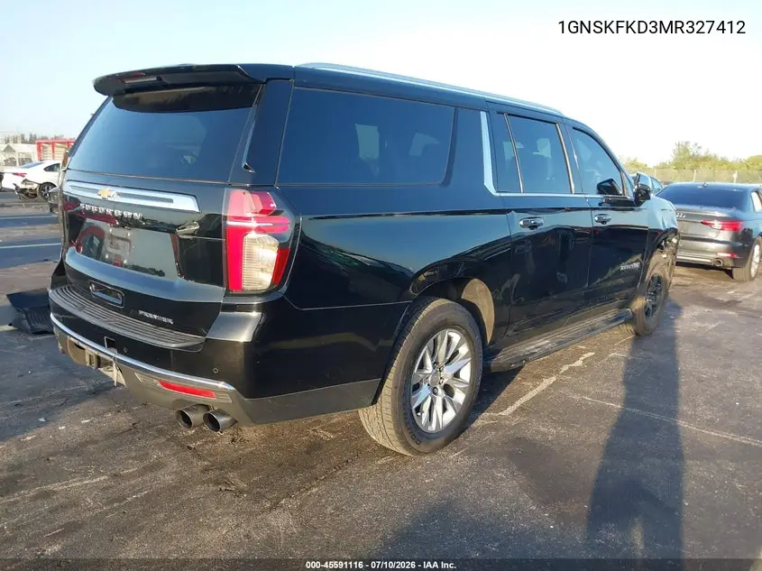2021 Chevrolet Suburban 4Wd Premier VIN: 1GNSKFKD3MR327412 Lot: 45591116