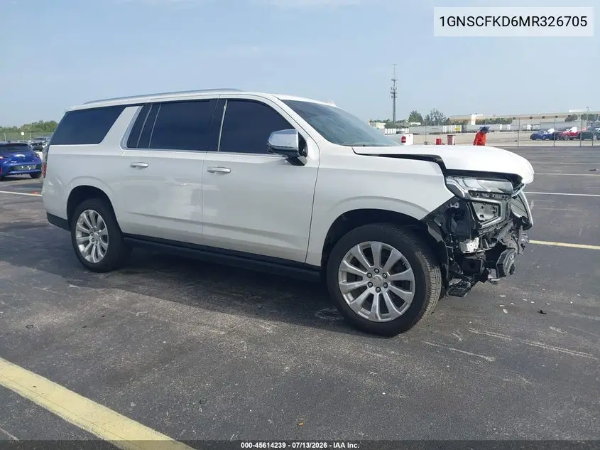 2021 Chevrolet Suburban 2Wd Premier VIN: 1GNSCFKD6MR326705 Lot: 45614239
