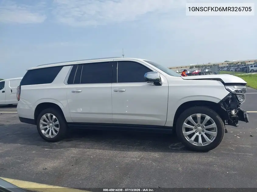 2021 Chevrolet Suburban 2Wd Premier VIN: 1GNSCFKD6MR326705 Lot: 45614239
