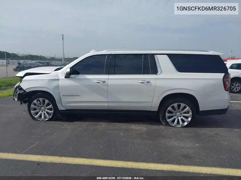 2021 Chevrolet Suburban 2Wd Premier VIN: 1GNSCFKD6MR326705 Lot: 45614239