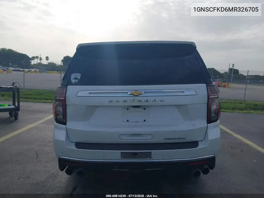 2021 Chevrolet Suburban 2Wd Premier VIN: 1GNSCFKD6MR326705 Lot: 45614239