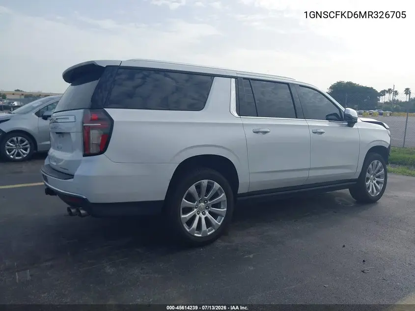 2021 Chevrolet Suburban 2Wd Premier VIN: 1GNSCFKD6MR326705 Lot: 45614239