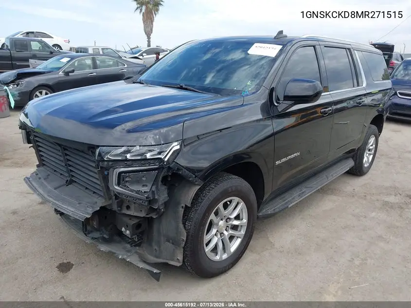 2021 Chevrolet Suburban 4Wd Lt VIN: 1GNSKCKD8MR271515 Lot: 45615192
