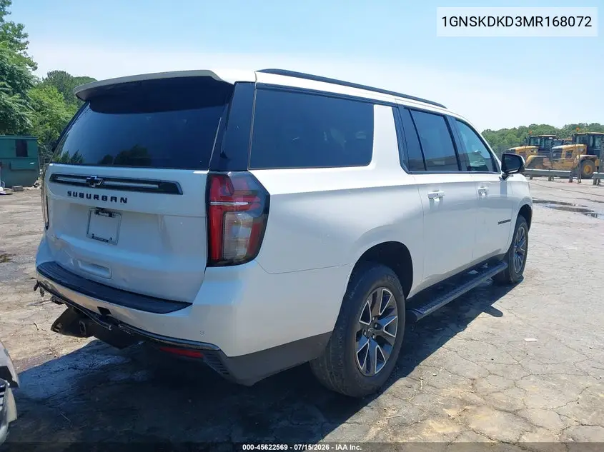 2021 Chevrolet Suburban 4Wd Z71 VIN: 1GNSKDKD3MR168072 Lot: 45622569