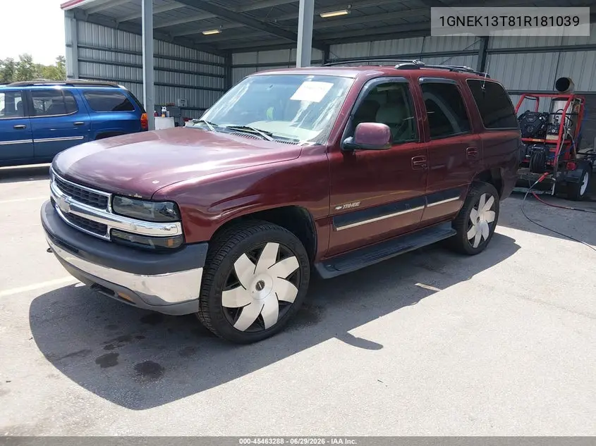 2001 Chevrolet Tahoe Lt VIN: 1GNEK13T81R181039 Lot: 45463288