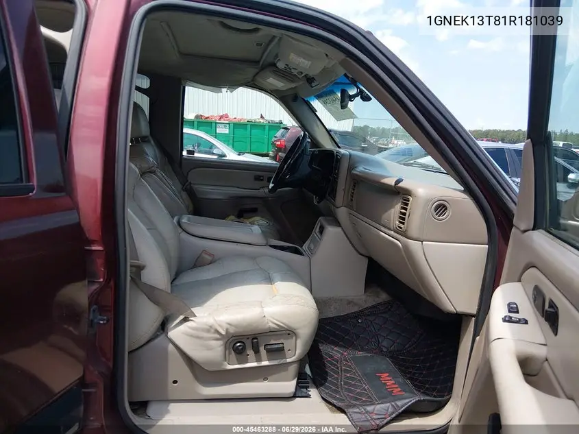 2001 Chevrolet Tahoe Lt VIN: 1GNEK13T81R181039 Lot: 45463288