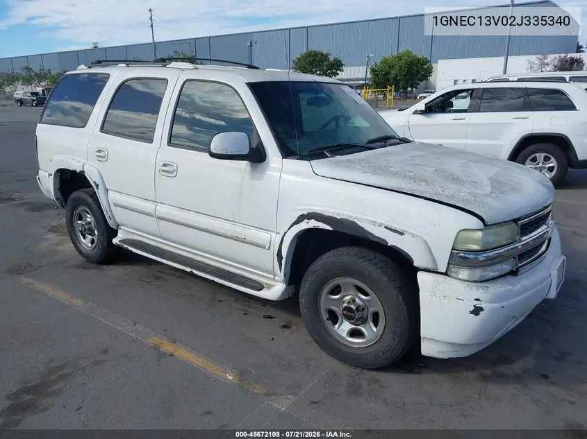 2002 Chevrolet Tahoe Ls VIN: 1GNEC13V02J335340 Lot: 45672108