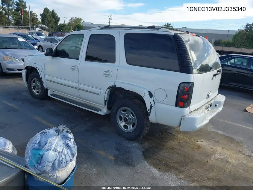 2002 Chevrolet Tahoe Ls VIN: 1GNEC13V02J335340 Lot: 45672108